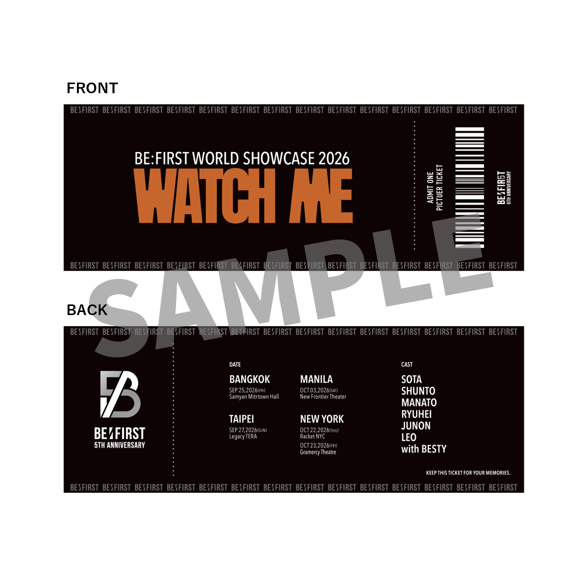 BE:FIRST WORLD SHOWCASE 2026“WATCH ME”公演記念特典